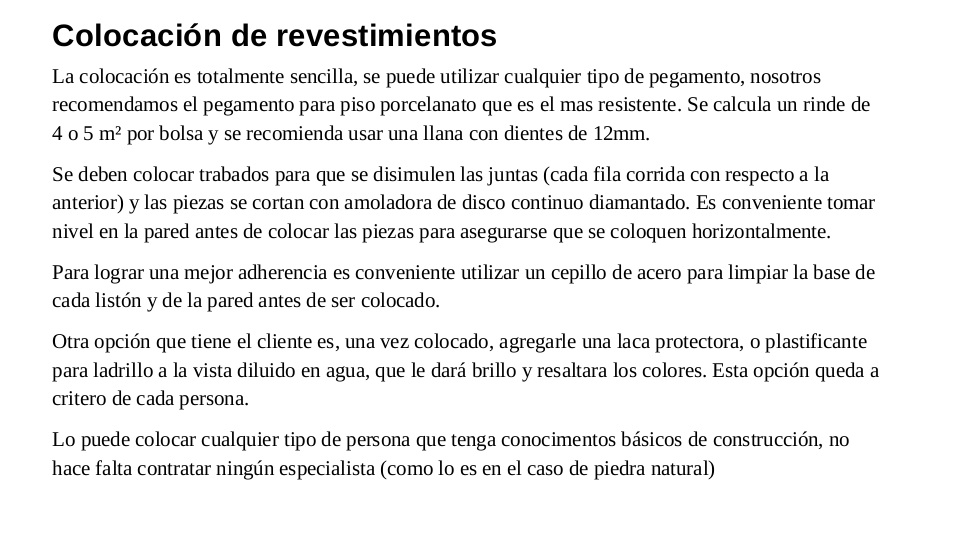 Colocacion de revestimientos